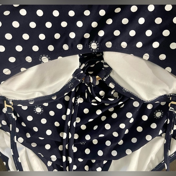 NEW Michael Kors KORS Navy White Polka Dot Onepiece Swimsuit Bathingsuit Sz 6 - Picture 3 of 8